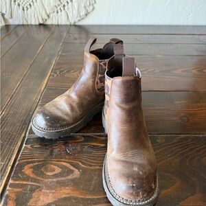 Ariat Brown Ankle Boots with Patterned Accents